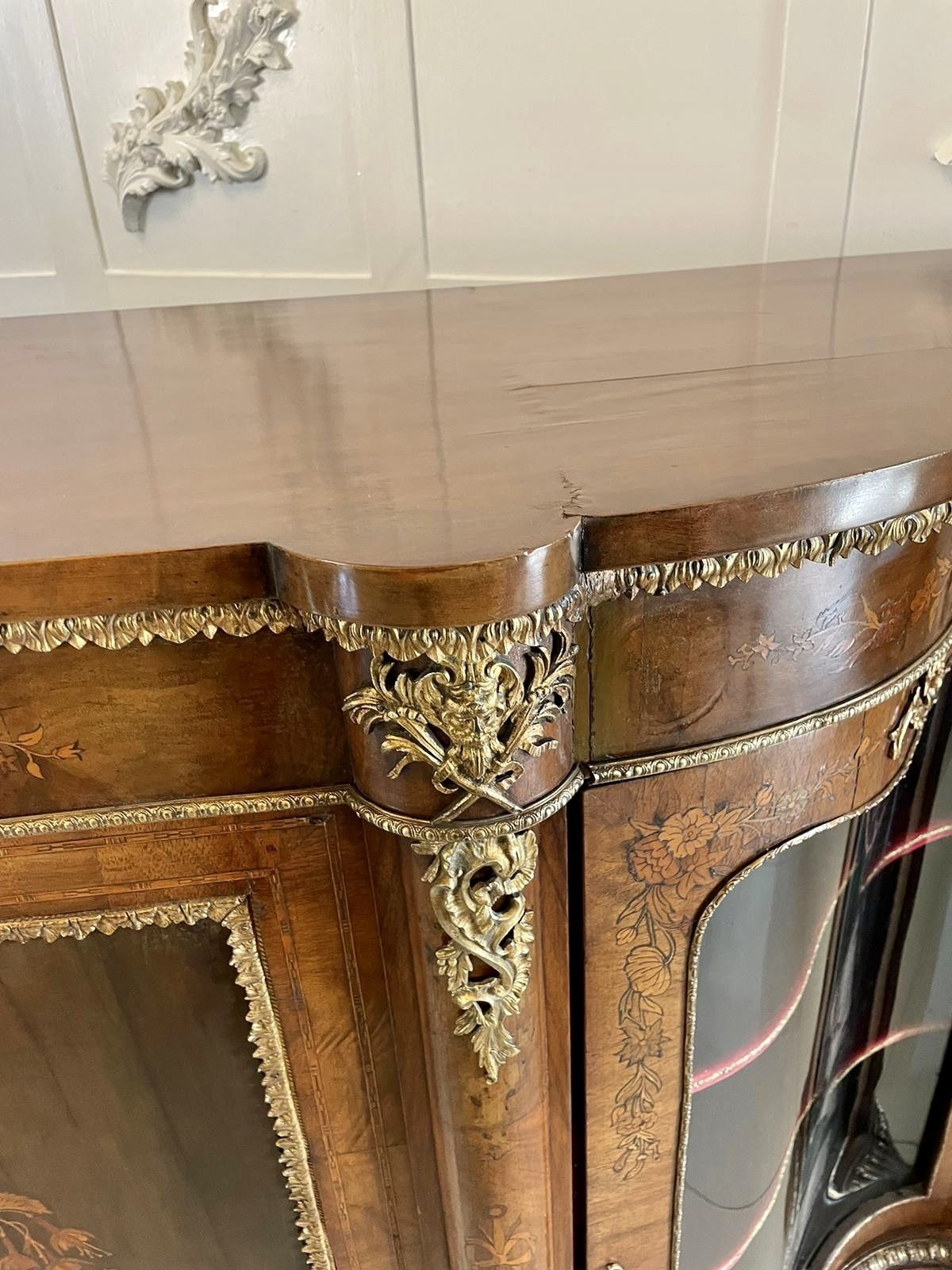 Furniture Antique 19th Century Quality Burr Walnut Marquetry Inlaid Credenza/Sideboard photo