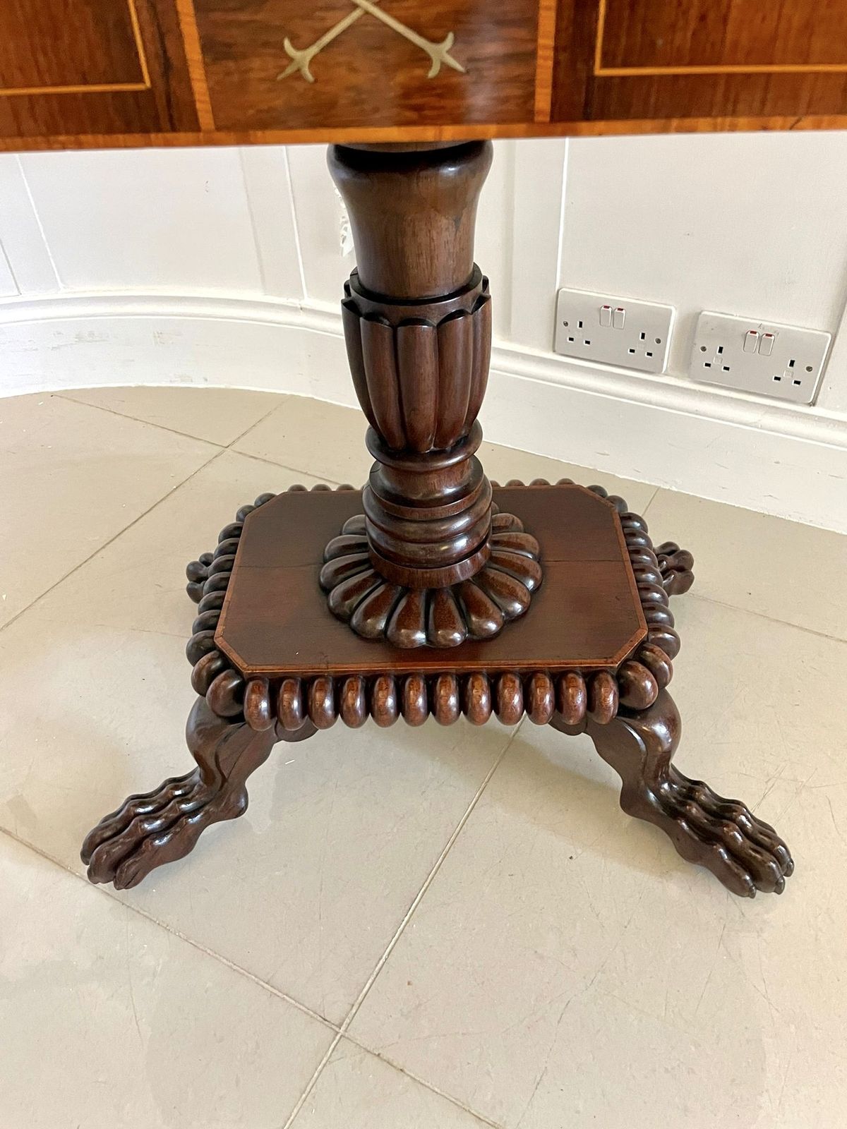 Fine Quality Antique Carved Rosewood Brass Inlaid Card Table photo buy