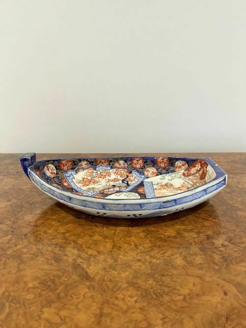 Unusual Antique Japanese Quality Imari Boat Shaped Dish