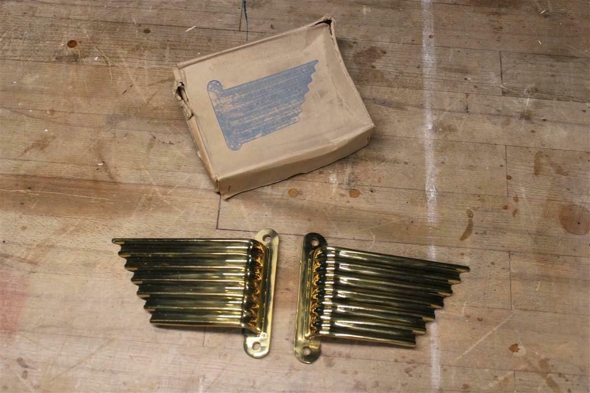Solid Brass Handles Italy 1950 Mid Century Wings Futurist Minimalist Gold photo furniture