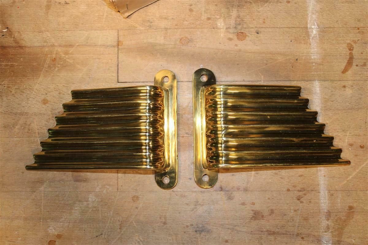 Home Fixtures Solid Brass Handles Italy 1950 Mid Century Wings Futurist Minimalist Gold photo