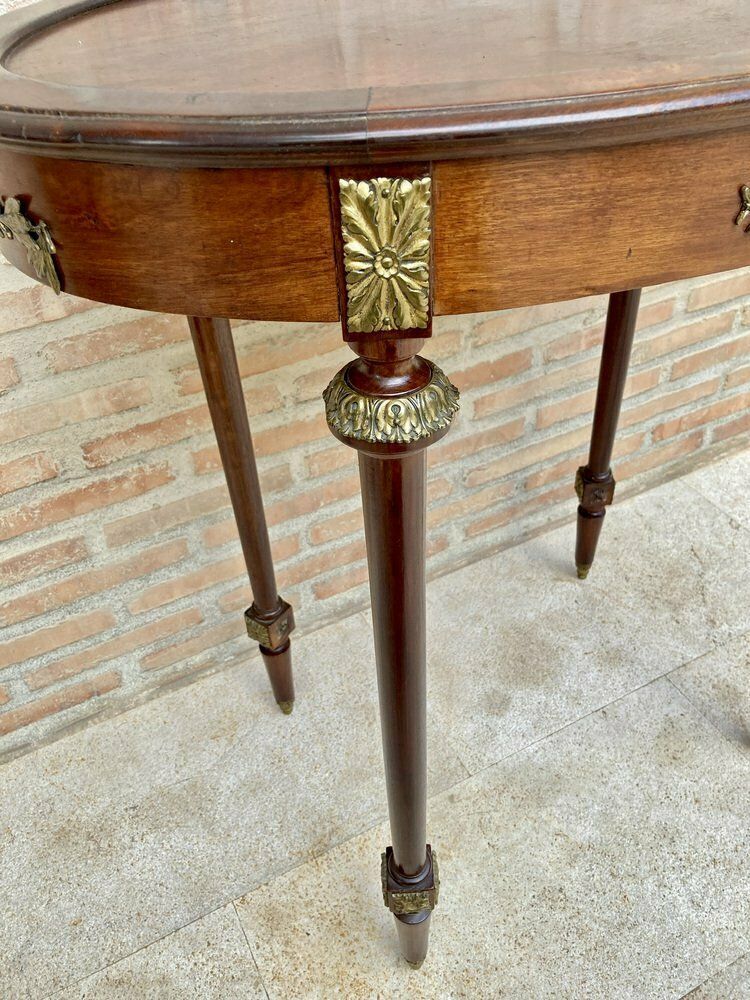 photo for sale Mid 20th Century French Oak Wood Oval Side Table, 1950s