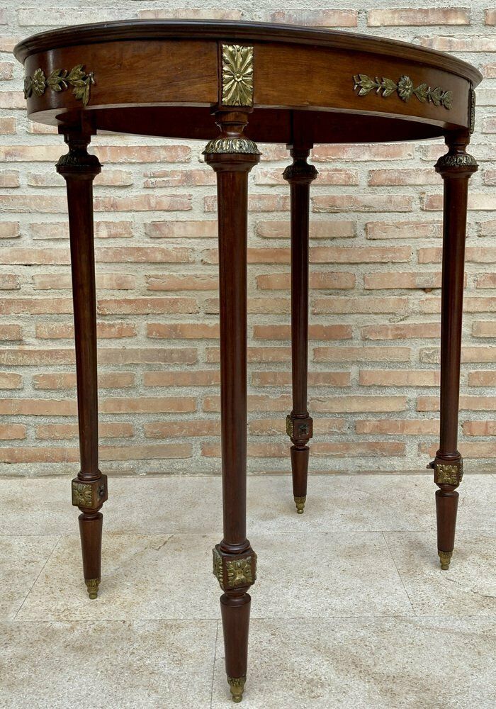 Furniture Mid 20th Century French Oak Wood Oval Side Table, 1950s photo