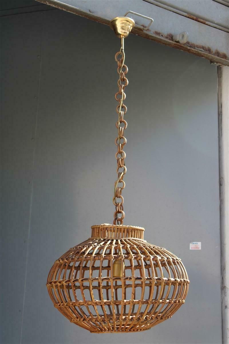 Round Italian Wicker Chandelier From 1960 Franco Albini Style photo furniture