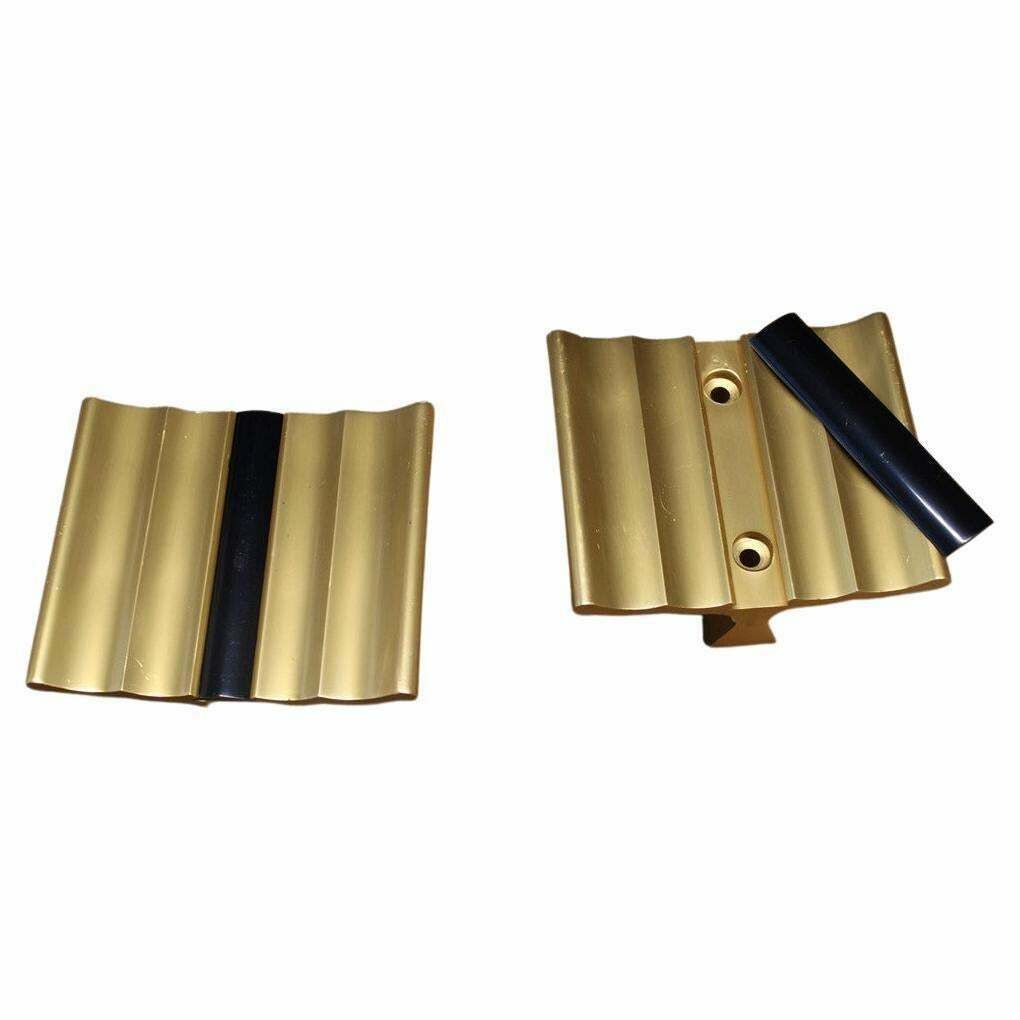 Mid Century Satin Brass Handles Italian Design 1950 Gold And Black