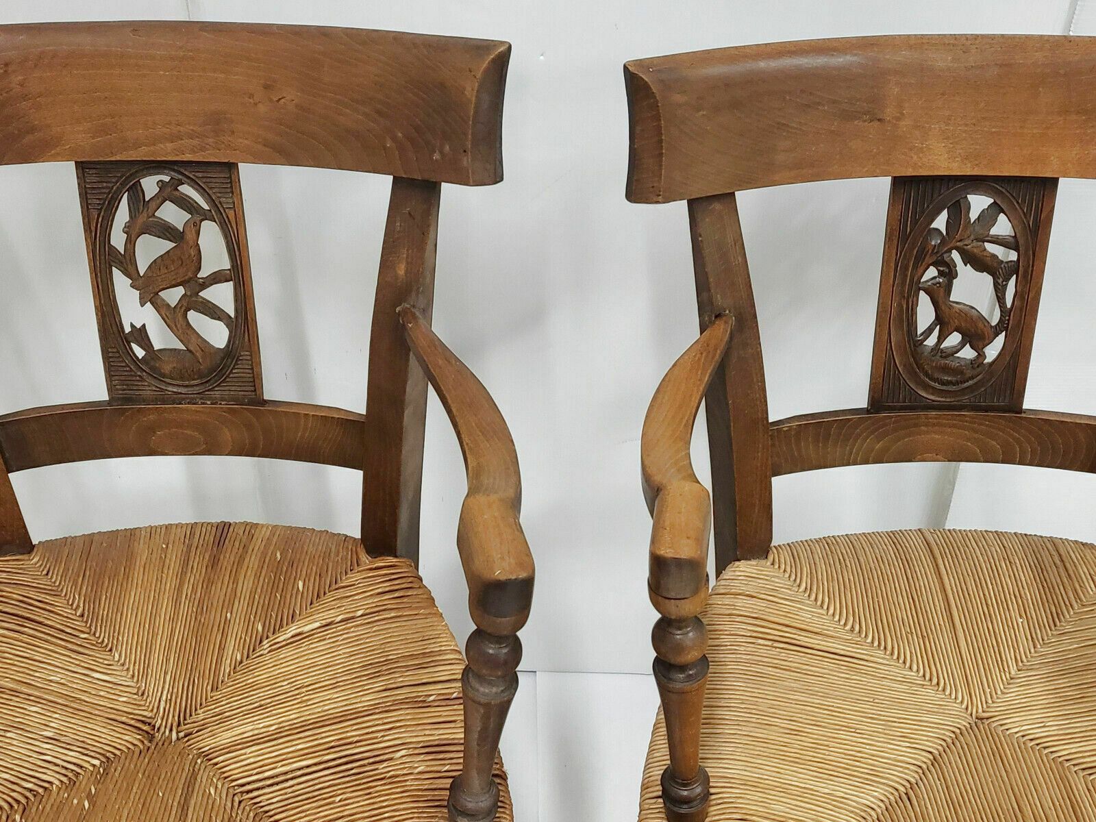 Pair Of Landais Armchairs Early Xxeme The Bird & The Fox Oak Straw 1900 photo for sale