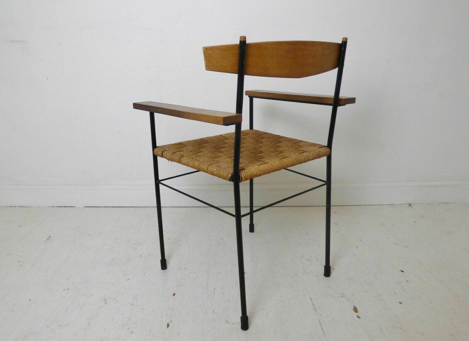 Stunning Vintage Mid Century Metal & String Cord Arm Chair   1950's photo Furniture