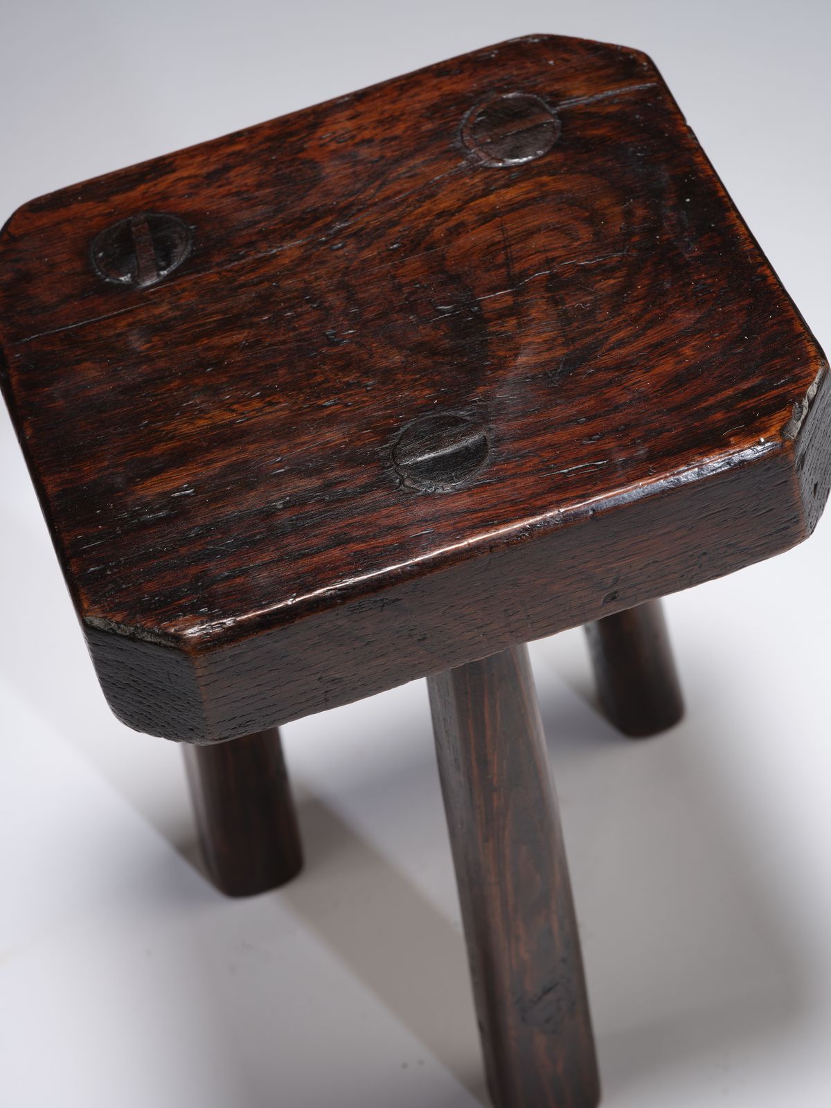 Delightful Primitively Made French 18th Century Oak Milking Stool, Circa 1780s photo for sale
