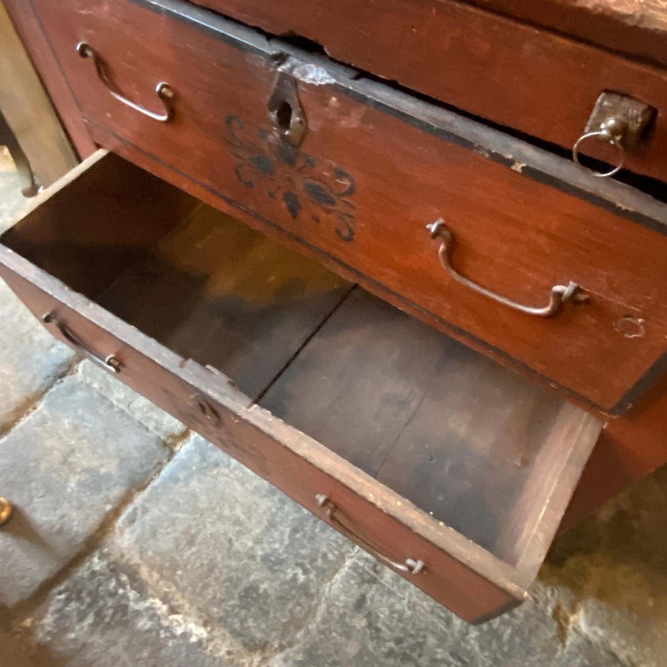 1750s Louis XV Hand Painted Fir Wood Rustic Sicilian Trumeau photo buy