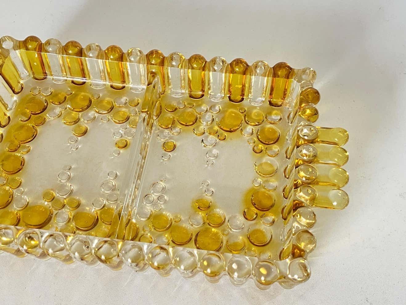 Art Deco Glass Dish / Vide Poche With Colred Glass Bubles, France, Circa 1940 photo buy