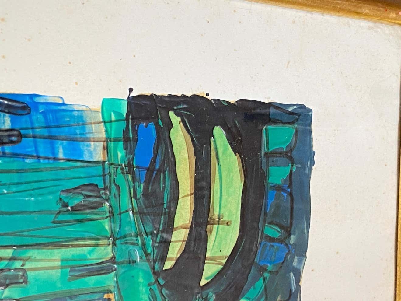 photo buy Painting Abstract, Saint Tropez Harbor Scene, France, 1960