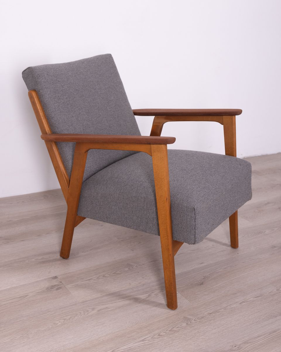 Teak Wood And Fabric Armchair – Danish Design photo buy