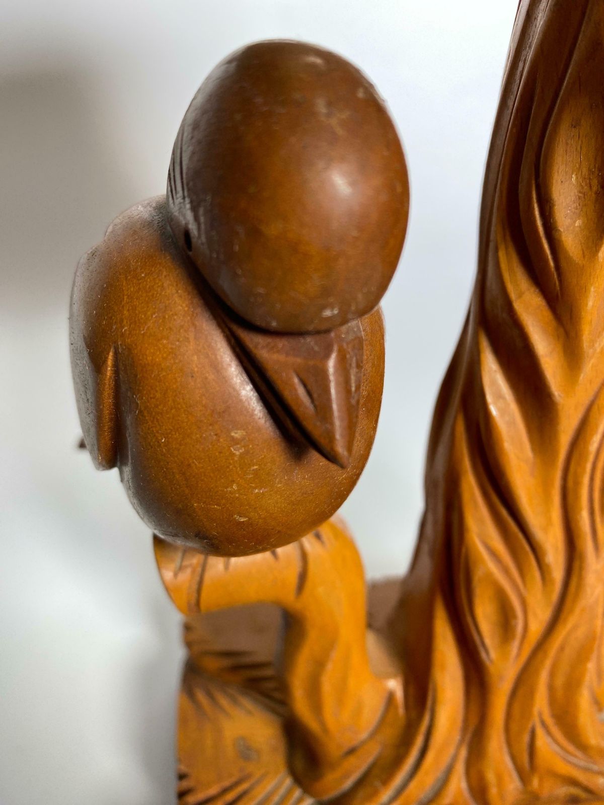 photo furniture Table Lamp In Wood, Birds In A Branch, Brown Colour, France, 1940