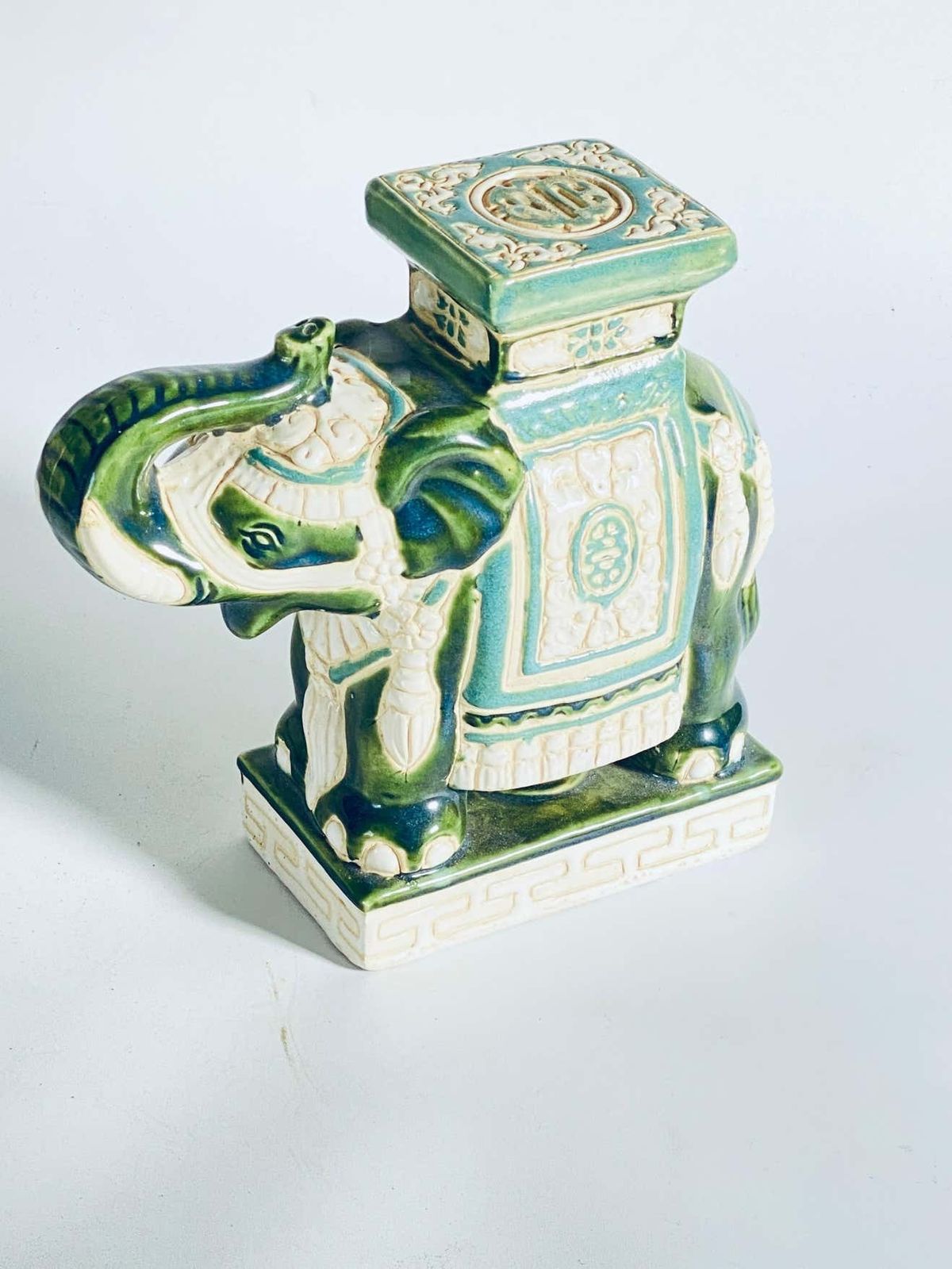 Hollywood Regency Chinese Green Elephant Plant Stand, China 20th Century photo furniture