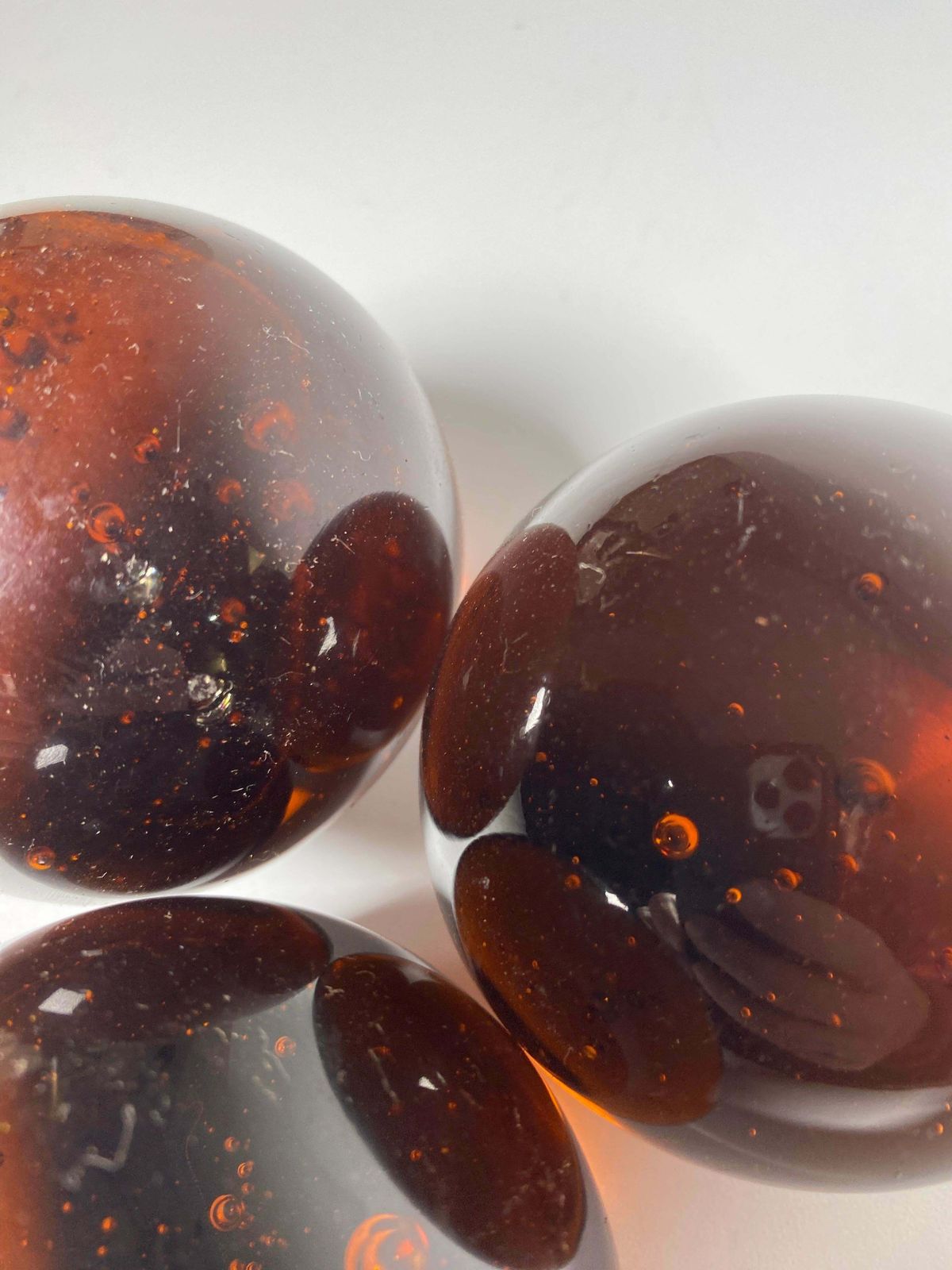 Glass Decorative Balls, Brown Colour, France 1970, Set Of 3 photo Home Decor