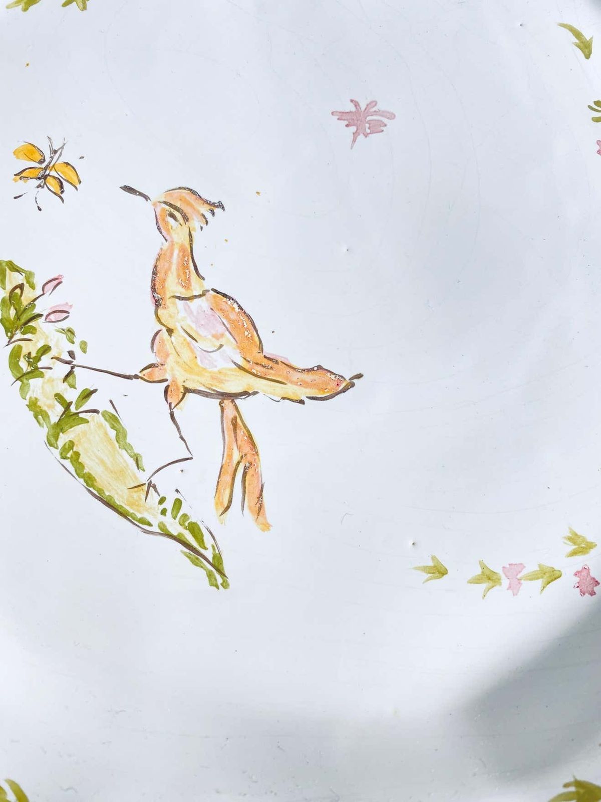 Faience Dish, By Moustier, With Birds And Flowers Decor, France 19th, Signed photo furniture