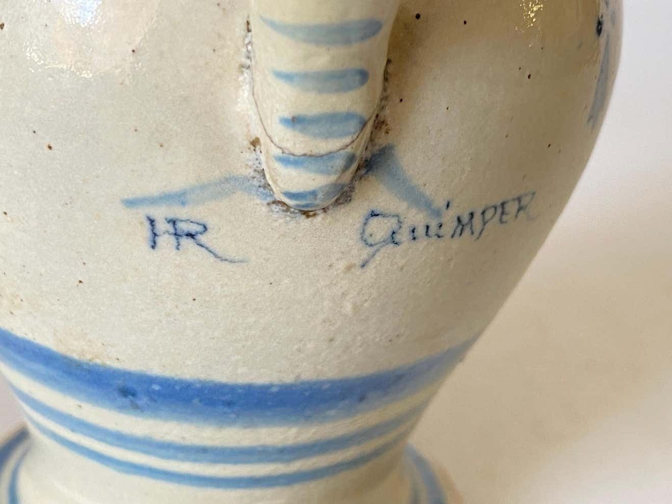 Jug In Pottery Beautiful Old Patina, France 18th Century, Quimper Hr photo buy