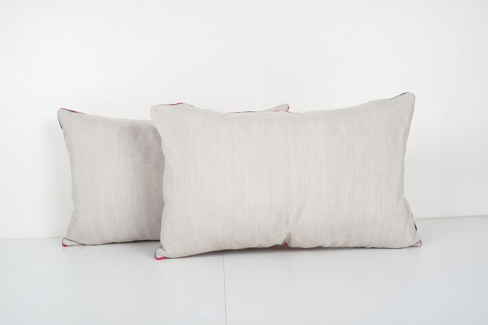 Silk Ikat Velvet Lumbar Pillow Cover, Matching Pink Ikat Lumbar Pillowcase, Set Designer Throw Pillow 16'' X 24'' photo Textiles