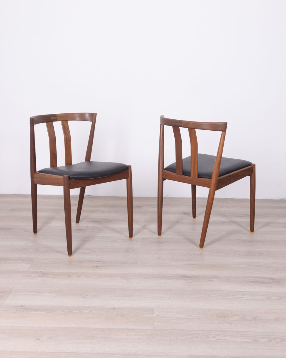 photo for sale Pair Of Teak Wood And Leather Chairs – Danish Design