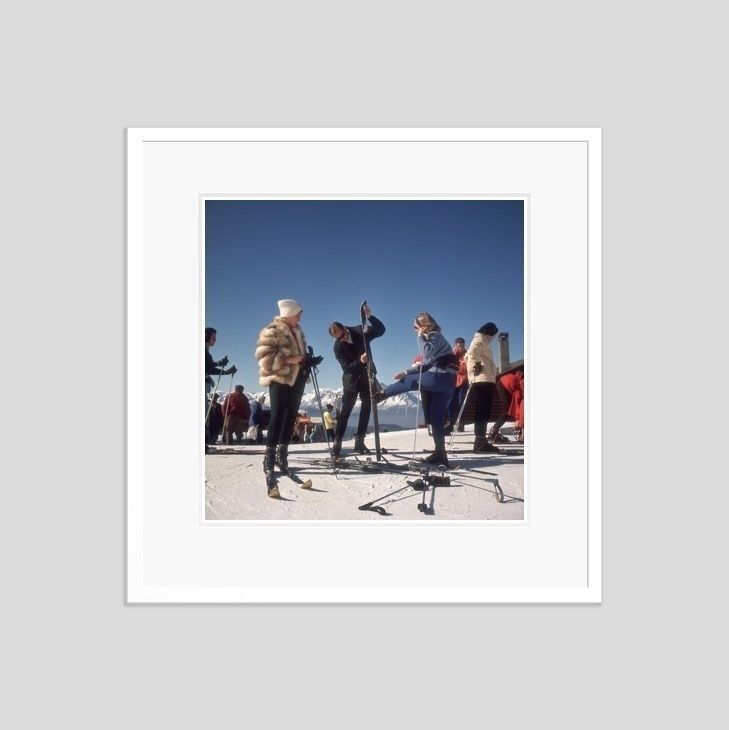 Slim Aarons 'Verbier Skiers' 1964 C Type Print Framed In White