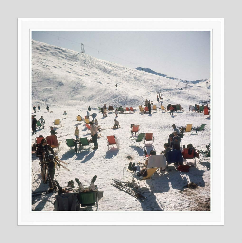 Slim Aarons 'Skiers At Verbier' 1964 White Frame C Type Print