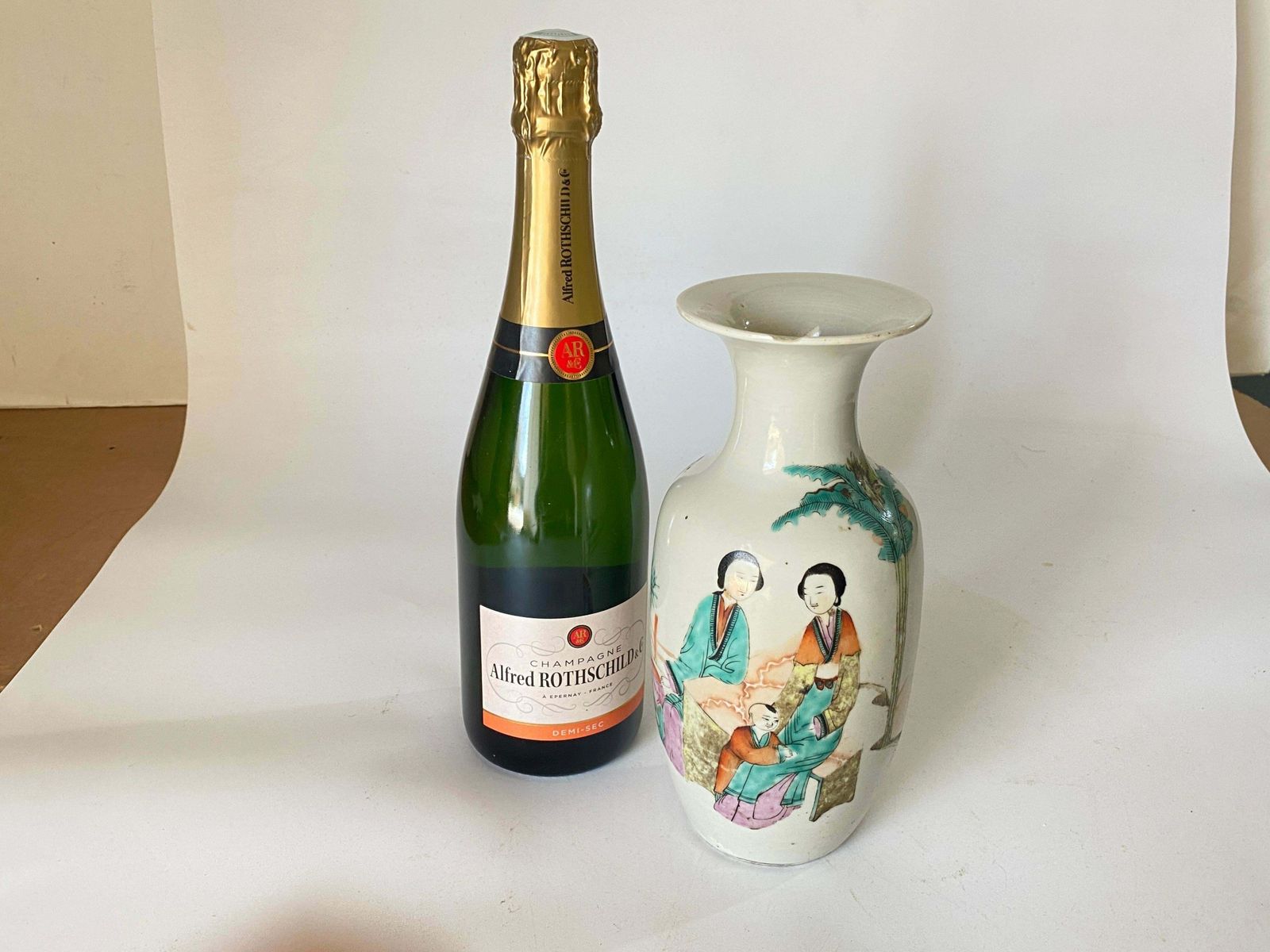 Chinese Vase In Porcelaine, Hand Painted, China Circa 1920 photo furniture