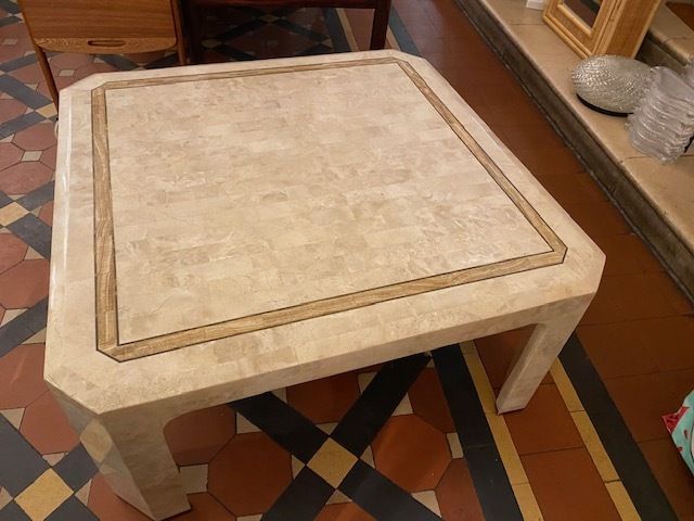 Mid Century Tessellated Travertine Coffee Table By Maitland Smith, 1980s photo furniture