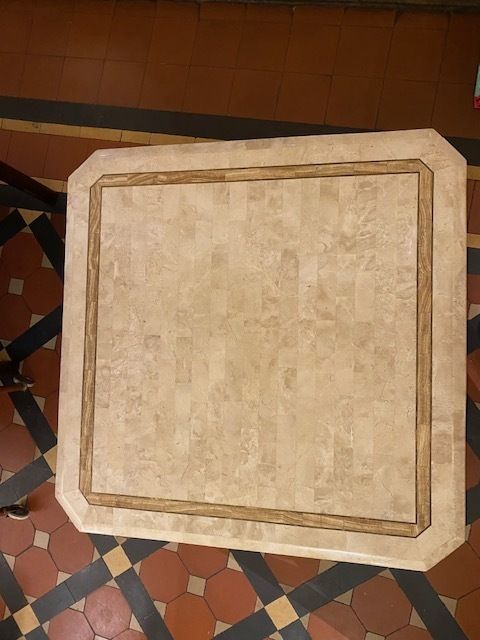 photo vinterior Mid Century Tessellated Travertine Coffee Table By Maitland Smith, 1980s