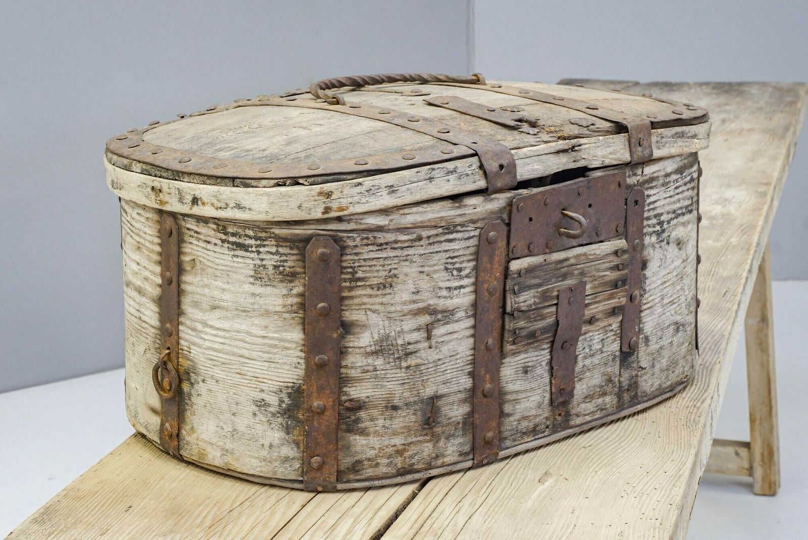 Metal Bound Box, 1800s, Iron, Antique photo vinterior
