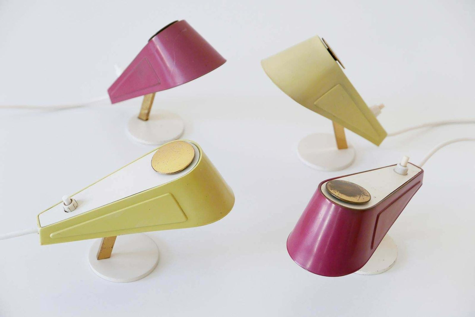 Set Of Four Lovely Mid Century Sparrow Bedside Table Lamps, 1950s, Germany photo vinterior