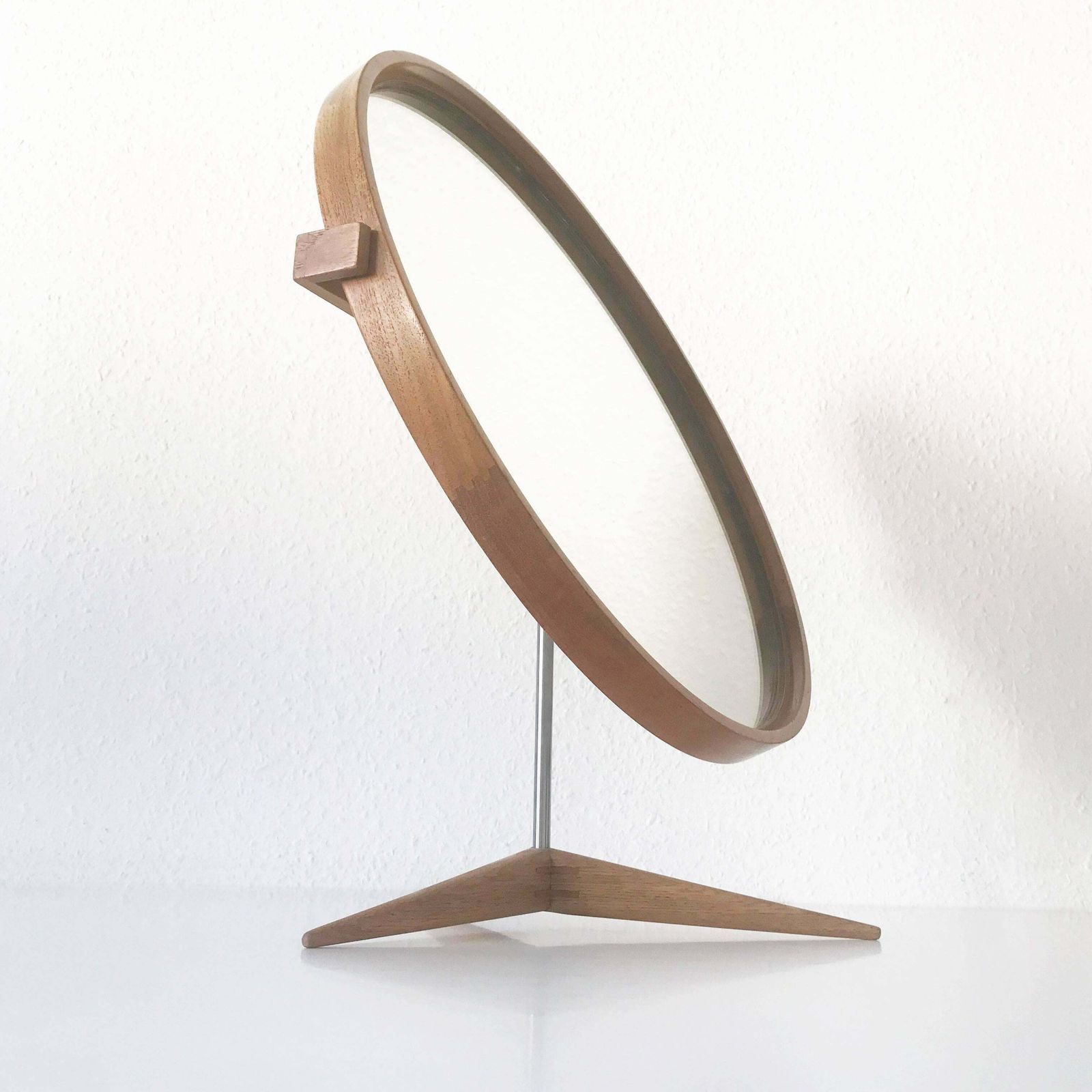 Elegant Oak Table Mirror By Uno & östen Kristiansson For Luxus Sweden 1960s photo 3178.0