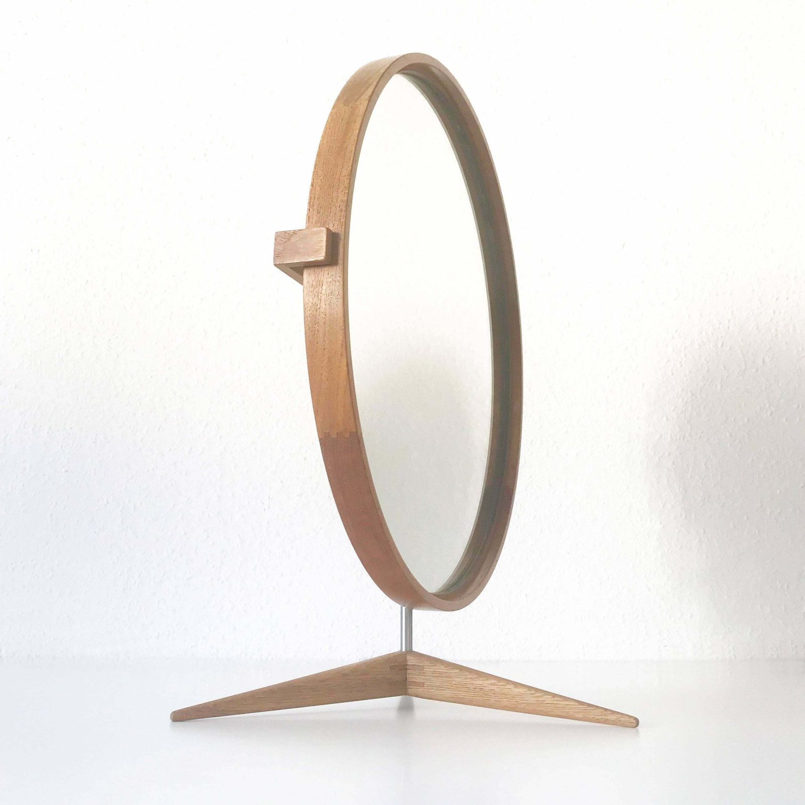 Elegant Oak Table Mirror By Uno & östen Kristiansson For Luxus Sweden 1960s photo buy