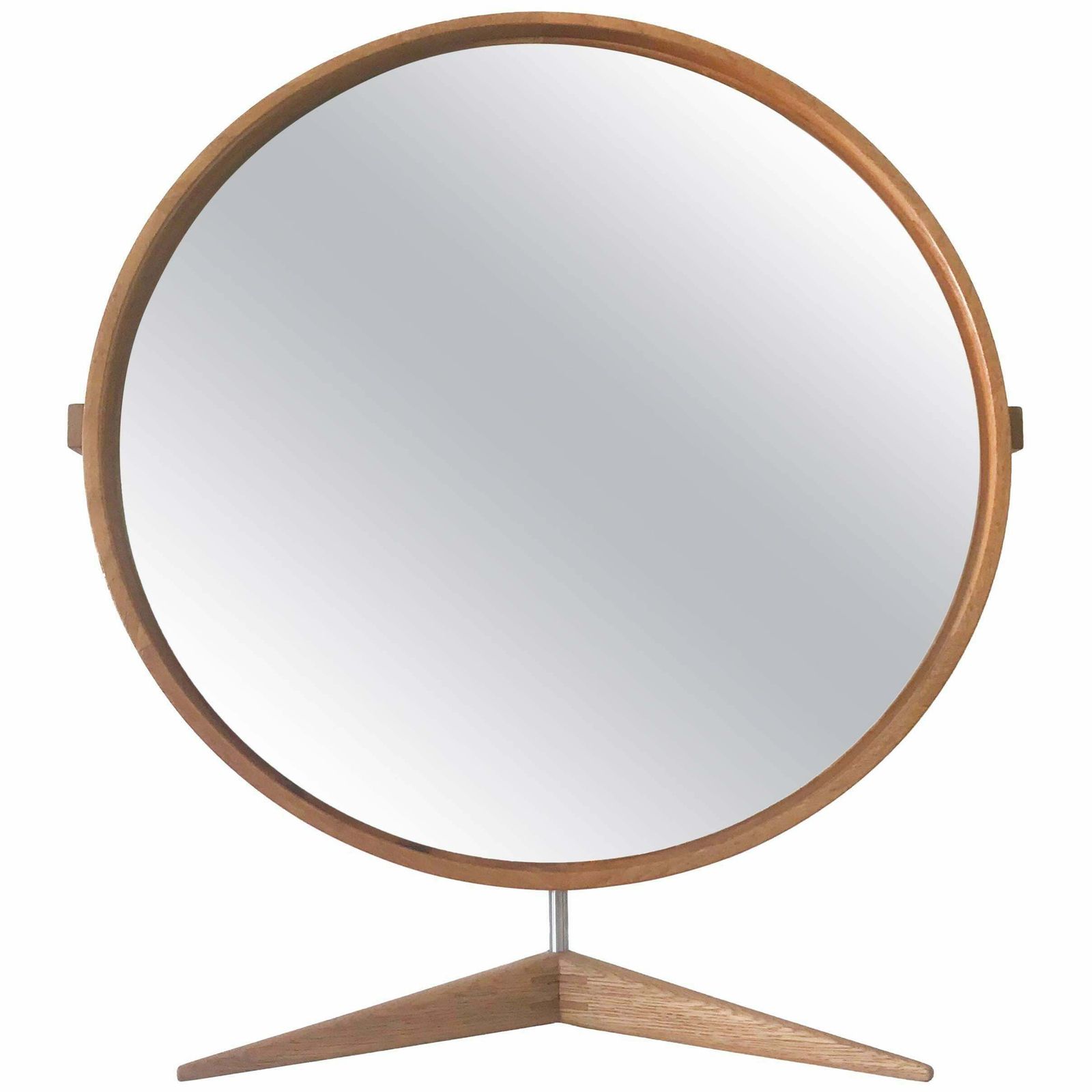 photo for sale Elegant Oak Table Mirror By Uno & östen Kristiansson For Luxus Sweden 1960s