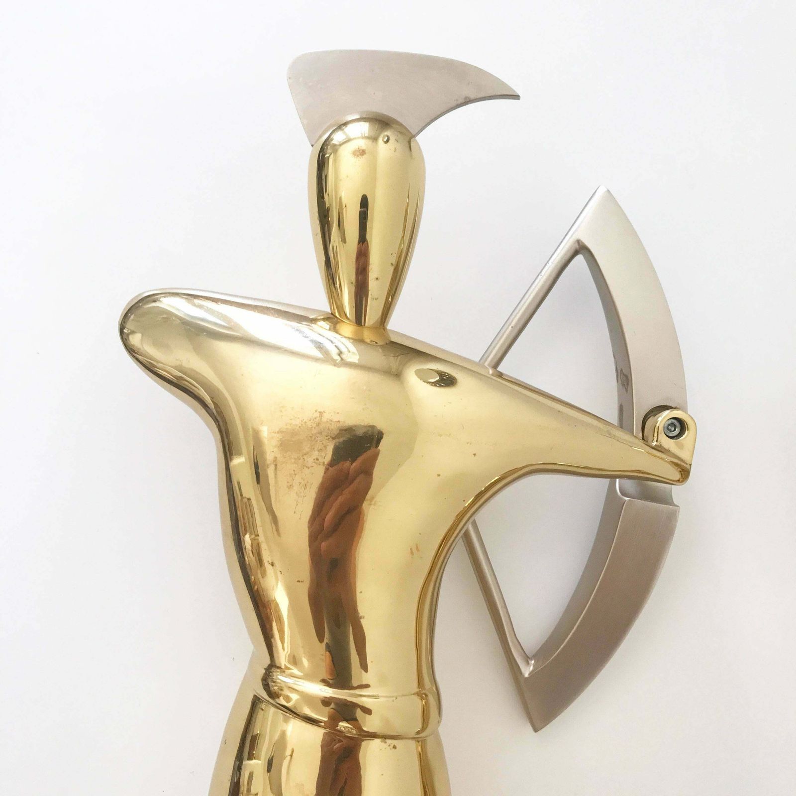 Set Of Two Hollywood Regency Wall Mount Massive Brass & Steel Archers 1980s photo vinterior