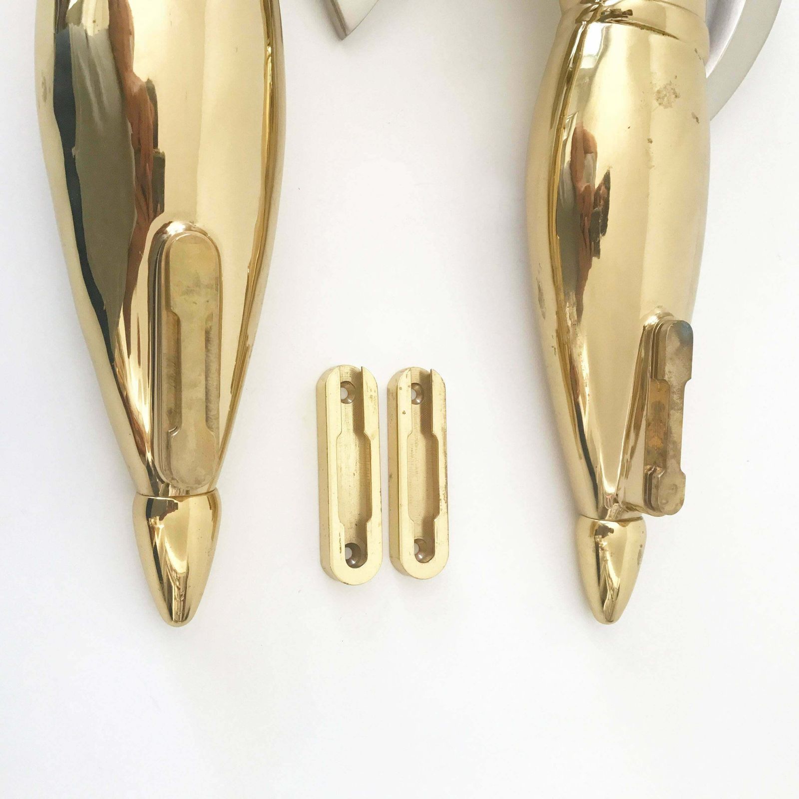 photo furniture Set Of Two Hollywood Regency Wall Mount Massive Brass & Steel Archers 1980s