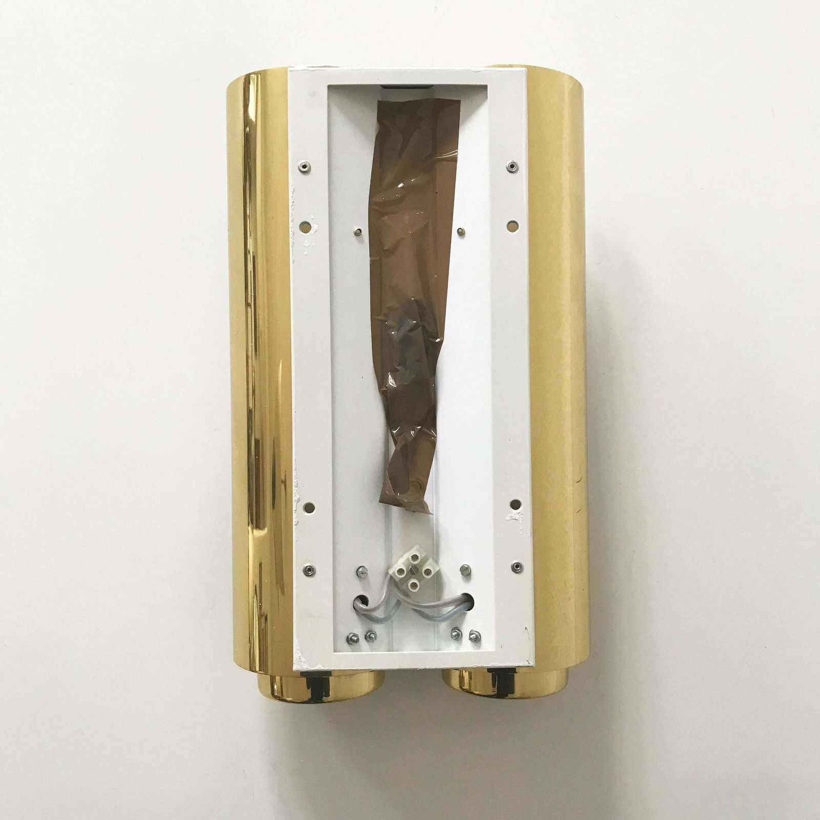 Brass And Opaline Glass Wall Light By Glashütte Limburg Germany 1980s photo buy