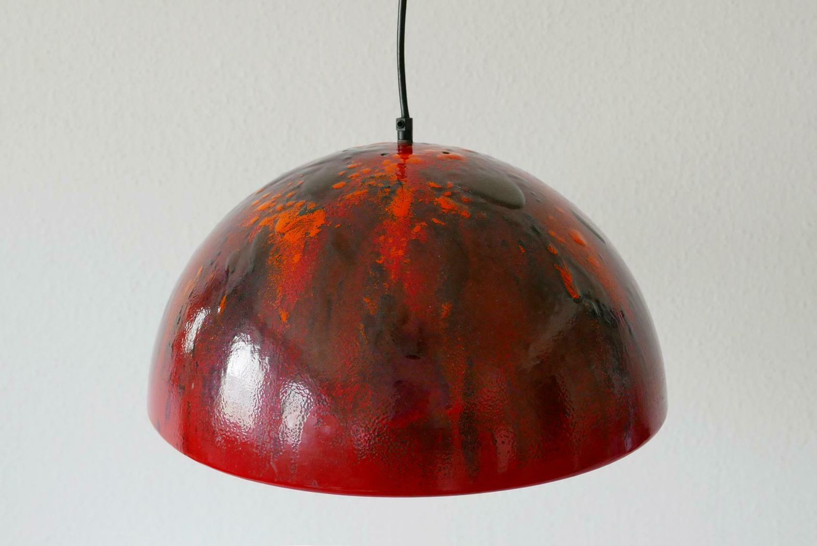 Large And Elegant Mid Century Modern Enamelled Pendant Lamp Dome, 1960s, Denmark photo vinterior