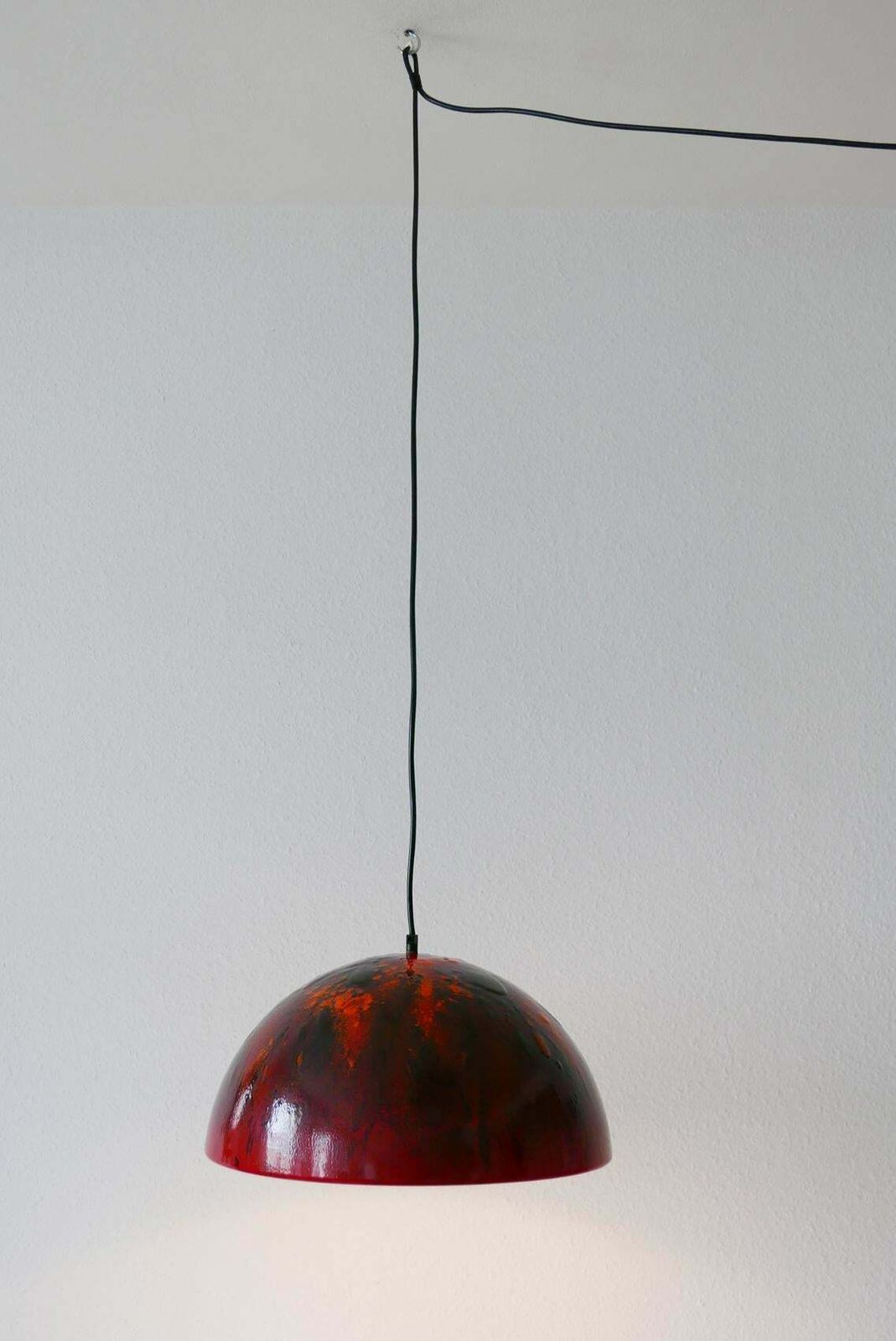 Lighting Large And Elegant Mid Century Modern Enamelled Pendant Lamp Dome, 1960s, Denmark photo