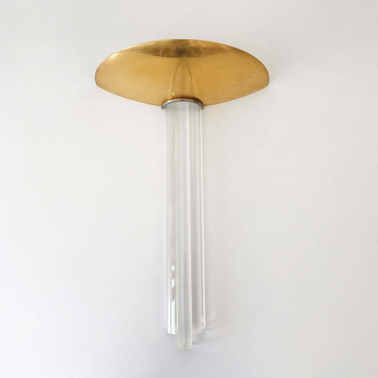 Large Gilt Brass And Lucite Italian Wall Lamps, Set Of Three photo Lighting