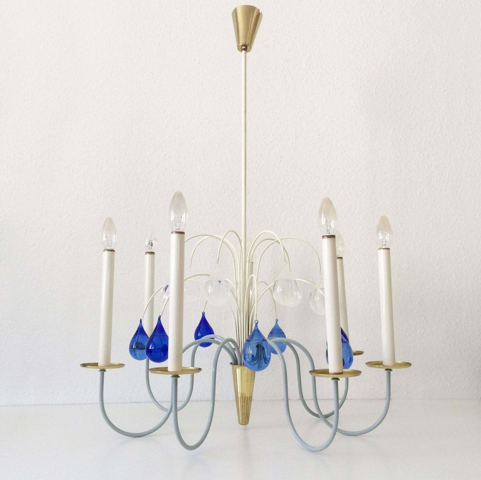 photo furniture Seven Armed Chandelier Or Pendant Lamp By Vereinigte Werkstätten Germany 1950s