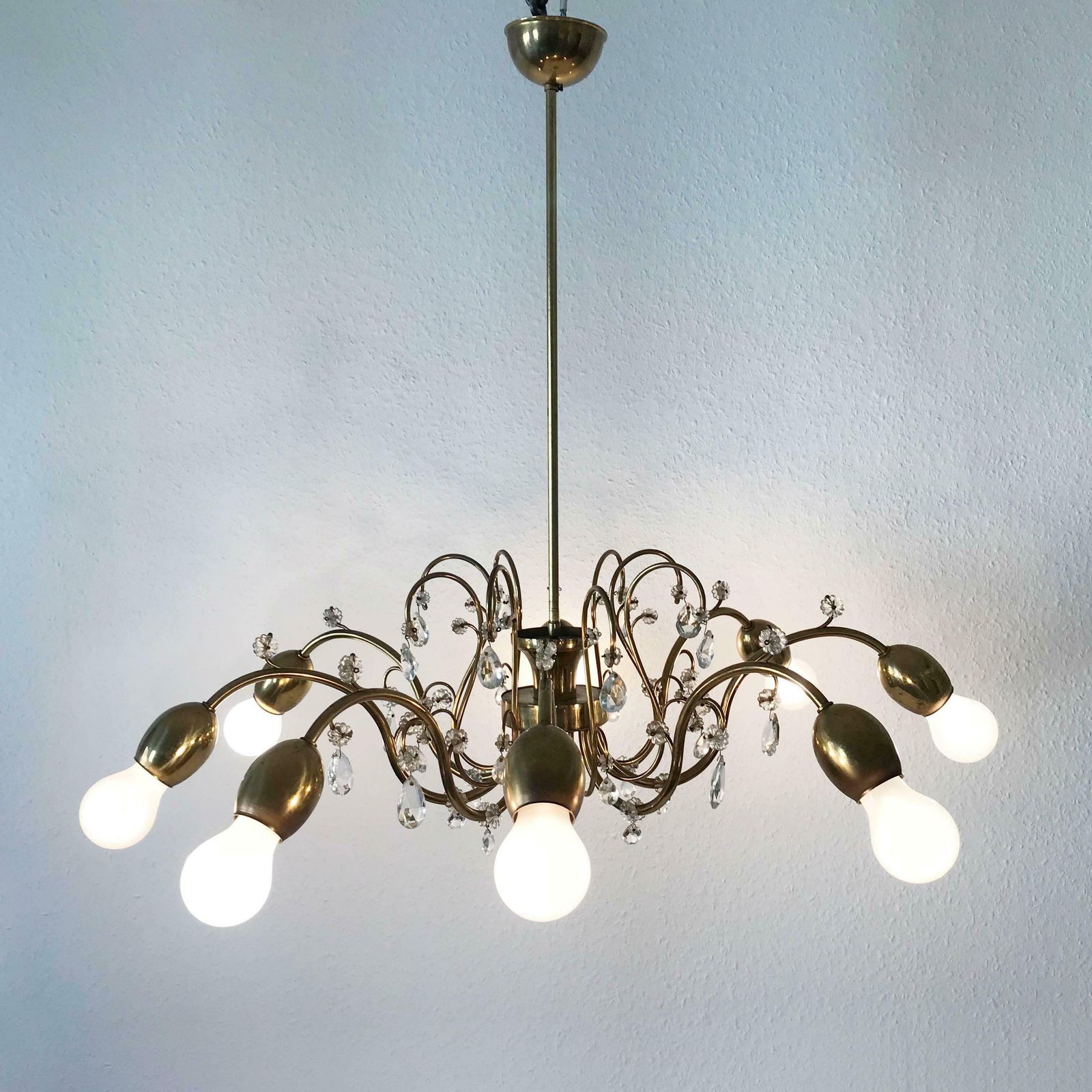 Eight Armed Sputnik Chandelier Or Pendant Lamp Bud By J. &L. Lobmeyr, Vienna