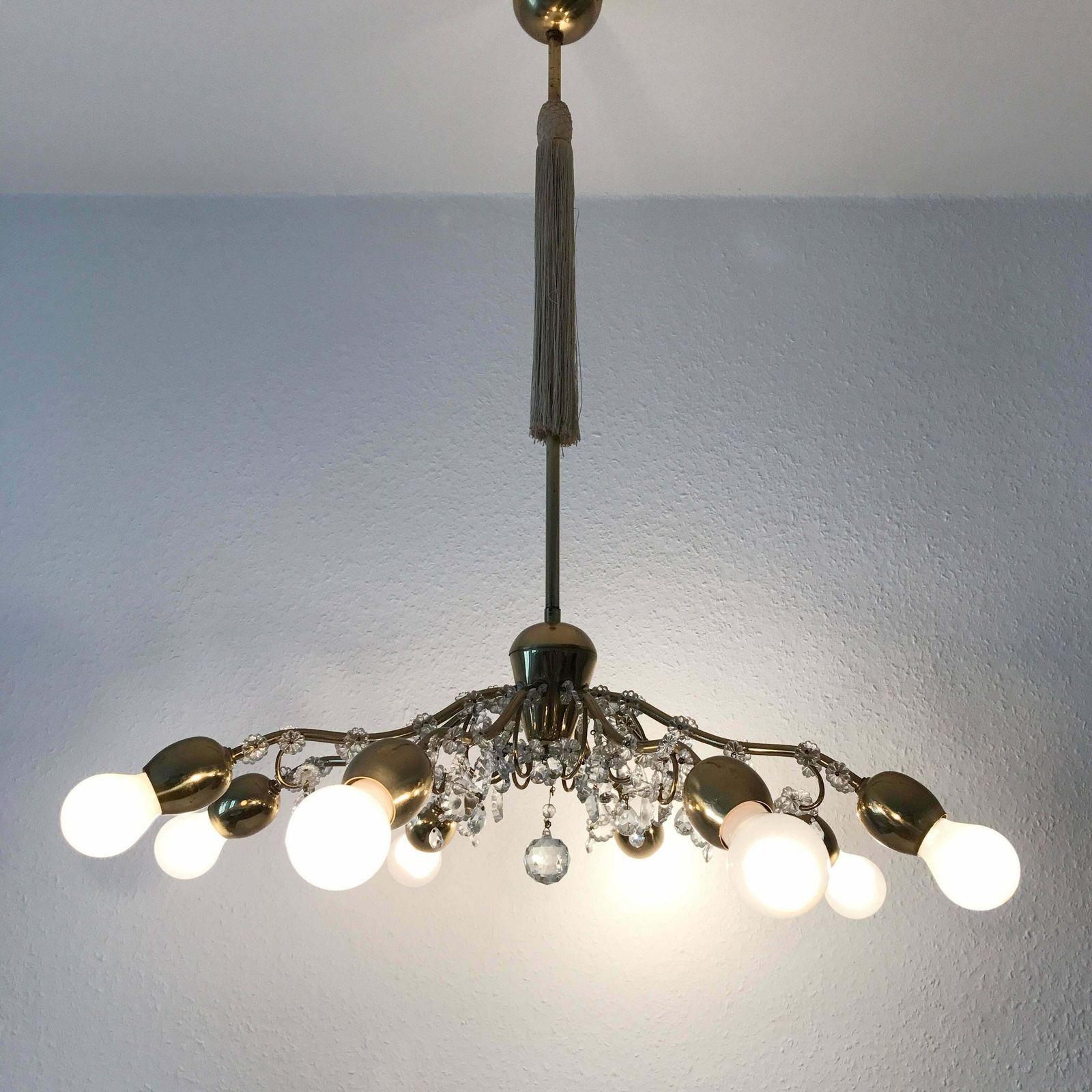 Eight Armed Sputnik Chandelier Or Pendant Lamp Bud By J.&L. Lobmeyr Vienna 1950s photo for sale