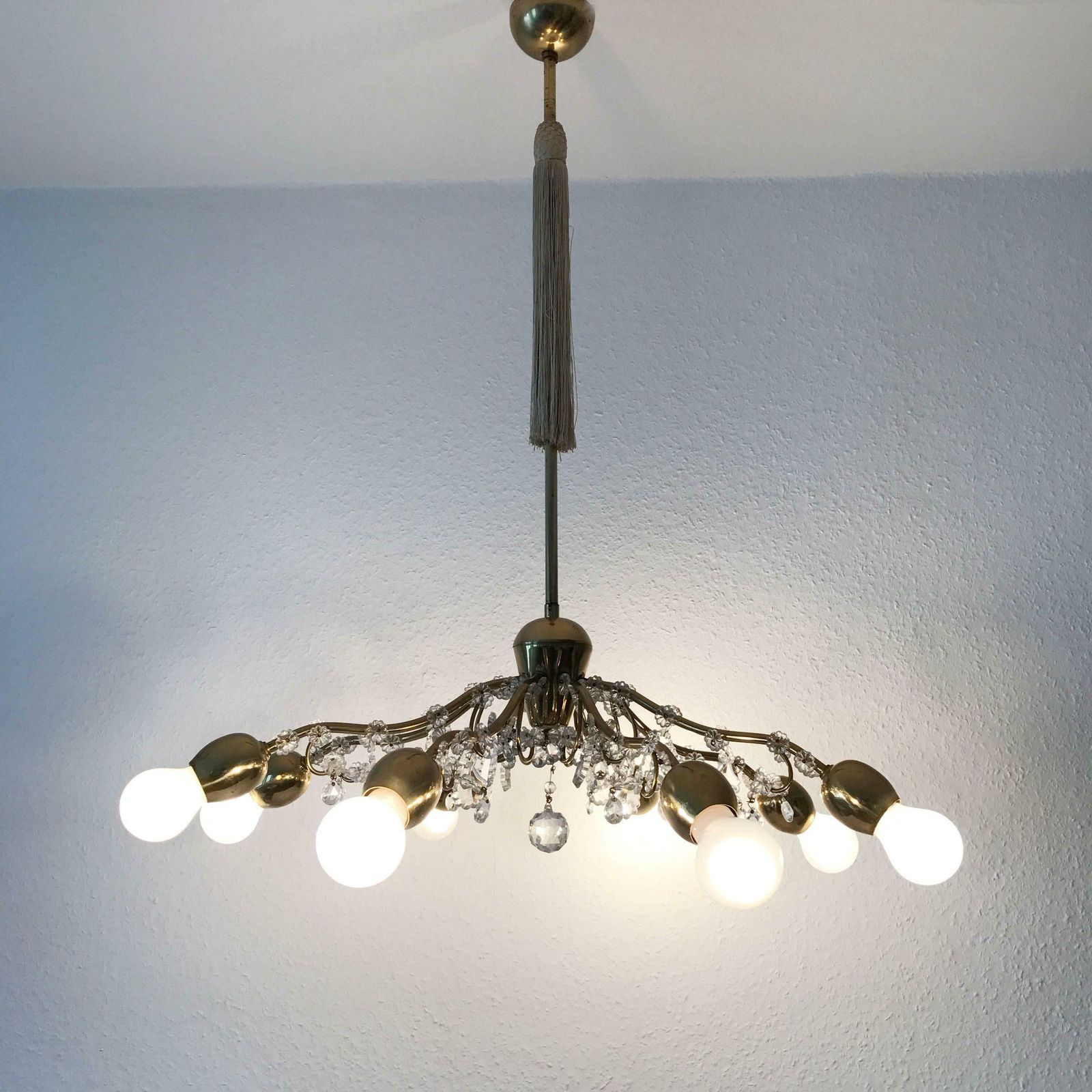 Eight Armed Sputnik Chandelier Or Pendant Lamp Bud By J.&L. Lobmeyr Vienna 1950s photo buy