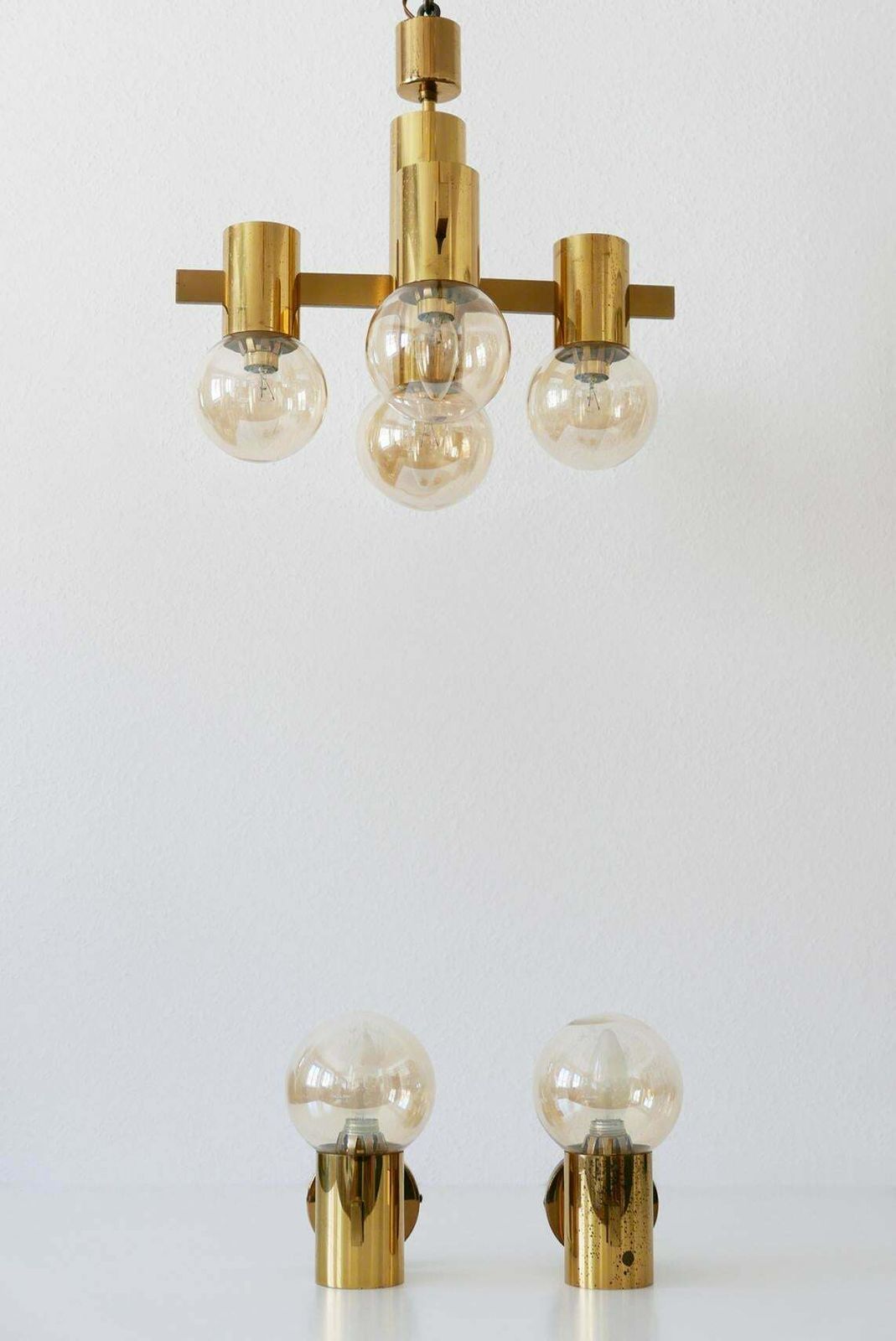 Lighting Set Of Midcentury Sputnik Chandelier & Wall Lamps By Hans Agne Jakobsson, 1960s photo