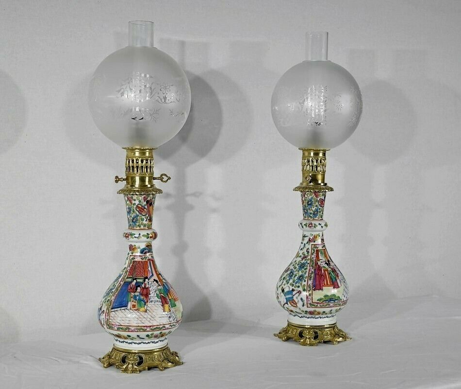 Pair Of Oil Lamps, Napoleon III Period   Mid 19th Century photo furniture