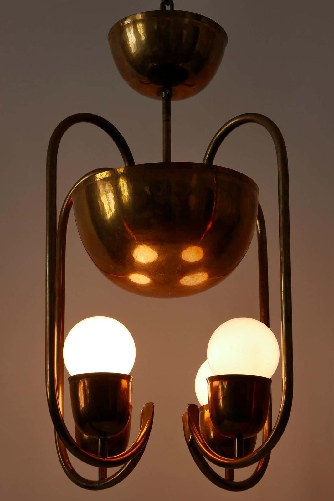 photo vinterior Unique Bauhaus Art Deco Brass Chandelier Or Pendant Lamp By Hayno Focken 1930s