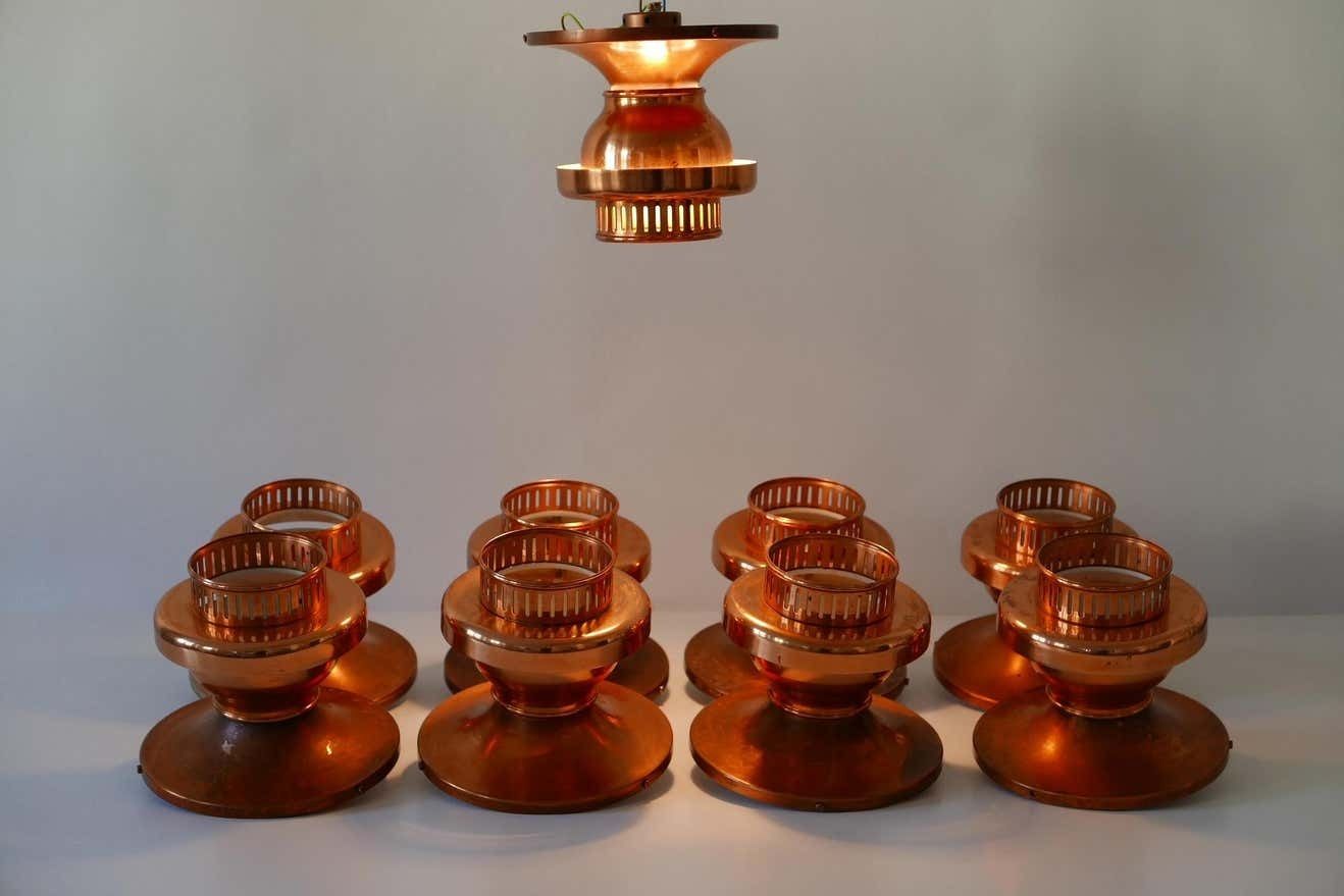 photo vinterior Elegant Mid Century Modern Copper Ceiling Lamps Or Flush Mounts, 1960s, Denmark