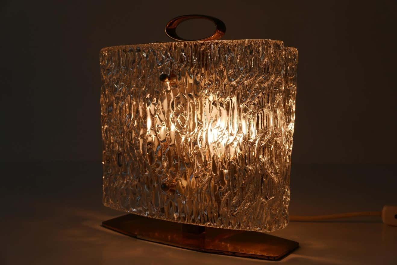 Exceptional Mid Century Modern Table Lamp With Ice Glass Shade, 1950s, Italy photo buy