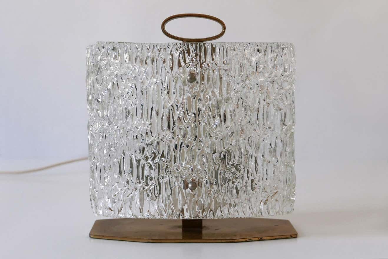 photo furniture Exceptional Mid Century Modern Table Lamp With Ice Glass Shade, 1950s, Italy