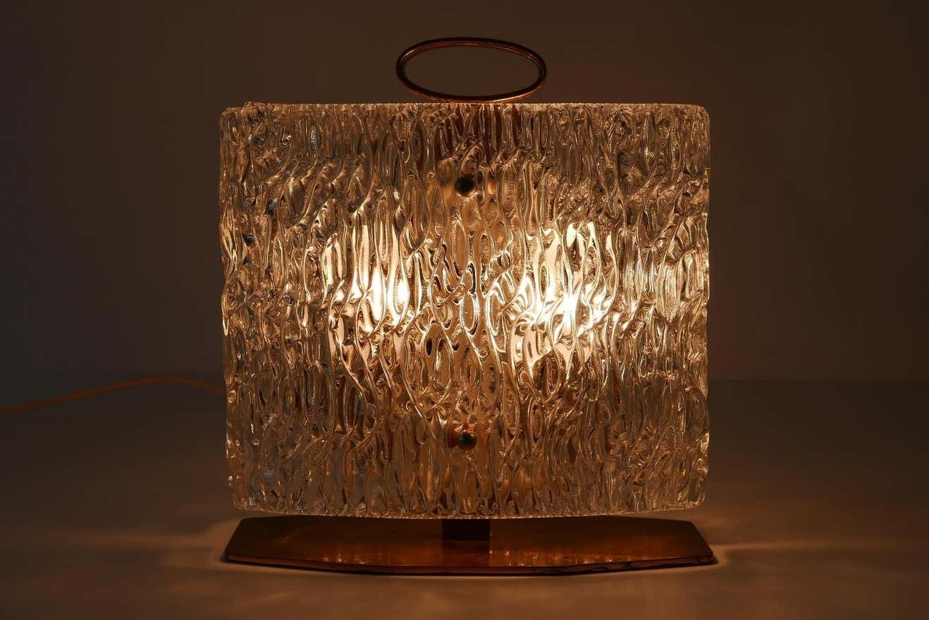 photo for sale Exceptional Mid Century Modern Table Lamp With Ice Glass Shade, 1950s, Italy